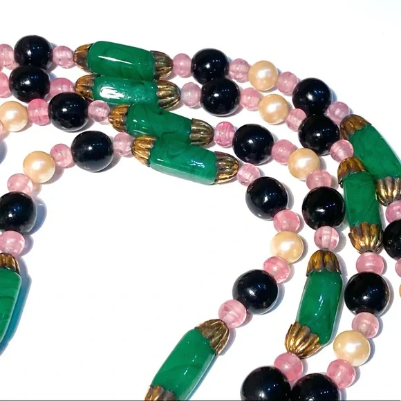 RARE! Vintage William De Lillo Beaded Double Strand Necklace